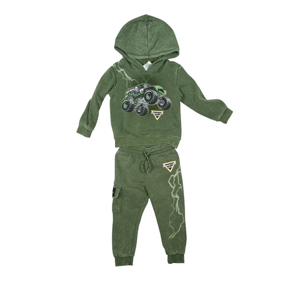 Monster Jam Grave Digger Kids 2T Hoodie and Joggers Set Green FL2543303MJ